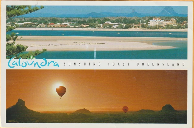Caloundra 2 Scenes Incl Hot Air Balloons Qld Caloundra Tourism Postcard