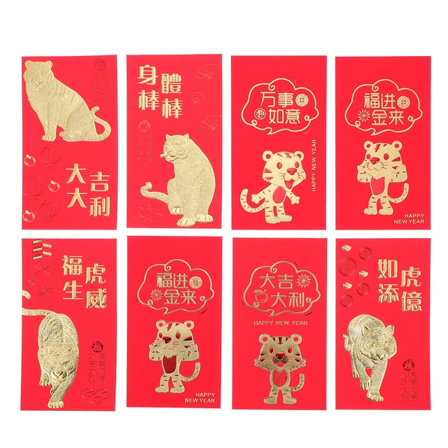 48 Piezas 2022 Año Nuevo Rojo Paquetes Boda Rojo Sobres Hong Bao para