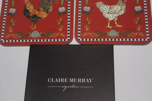 Claire Murray Signature Place Mats 2 cork Chicken Themed 17cm X 17cm