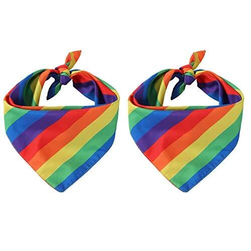 2 Pcs Gay Pride Rainbow Bandanas Cotton Multi-Purpose Handkerchiefs Party