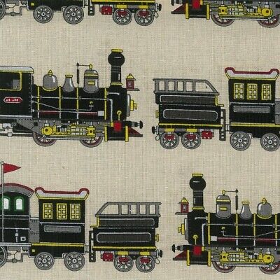 Japanese Fabric Rassha Trains 100% Cotton by Nutex 112cm (44") wide Natural