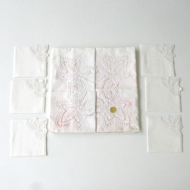 Ancienne Nappe Et 12 Serviettes 140 X 288 Bayer Dralon Acrylique