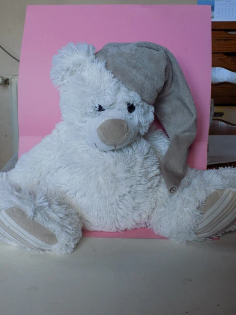 Doudou peluche ours blanc NOUNOURS Bonne nuit les petits