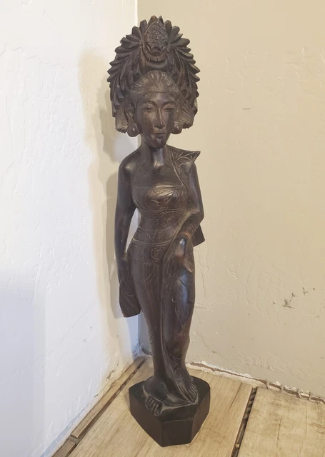 Hand Carved Wood Woman Goddess Sculpture Statue Bali