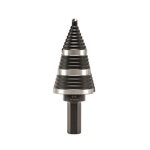 Klein Tools KTSB15 7/8 In. to 1-3/8 In. #15 Double Fluted Step Drill Bit