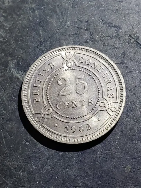 1962 British Honduras Unc 25 Cents Coin  Km#29