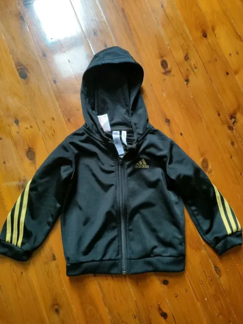 Adidas Baby Toddler Size 9-12 Months Jacket Hoodie In Black & Gold EUC