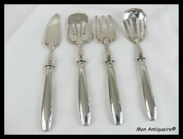 Antique French Silver Plate Art Deco Hors Oeuvre Appetizer Cocktail Serving Set