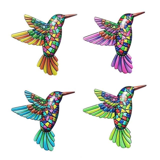4X Metall Vogel Wandkunst Skulptur Außen Wandbehang Deko for Garten/Einrichtung