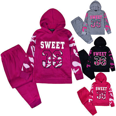 Girls Tracksuit New Kids Hoodie And Joggers Slogan Set 2PSC Ages 1 - 6 Years