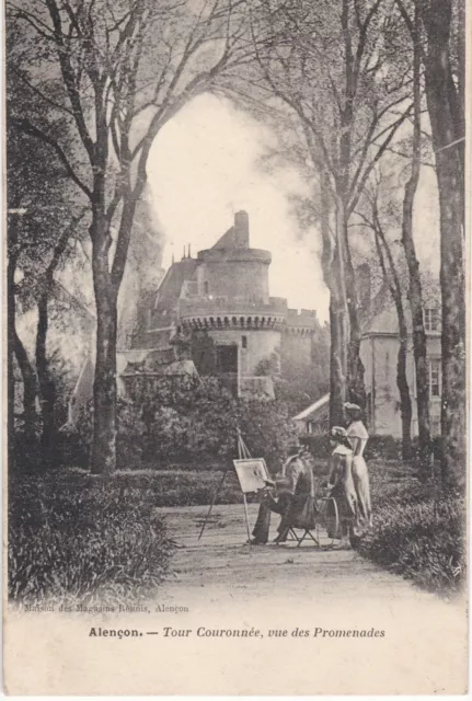 CPA 61 NORMANDY ALENCON Crowned Tower Promenade View Painter 1906