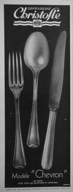Publicité De Presse 1931 Orfèvrerie Christofle Modéle  " Chevron "