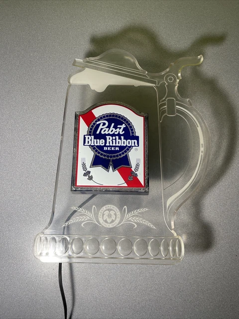 Vintage Pabst Blue Ribbon Beer Light Up Sign Plexiglass Mug