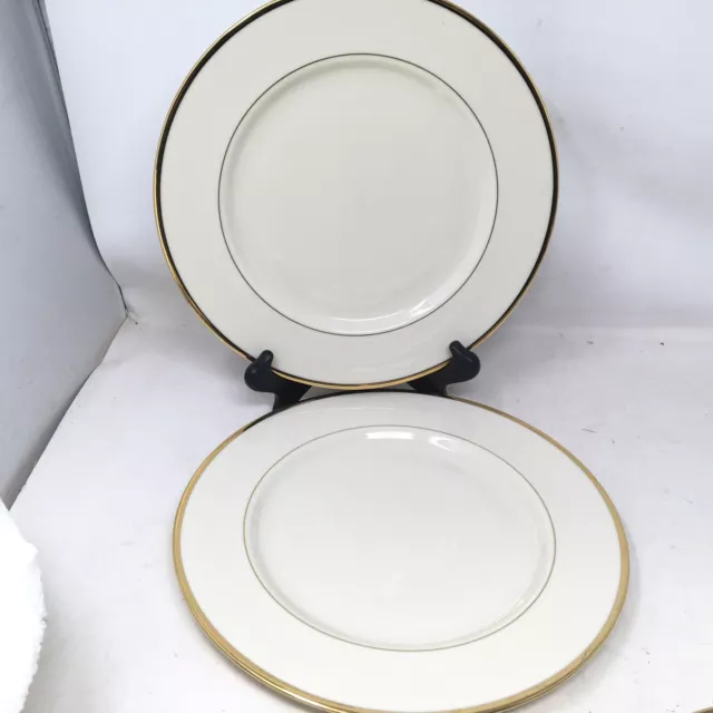 Lenox Mansfield 10 5/8” Dinner Plate Gold Trim Presidential Collection Lot of 2