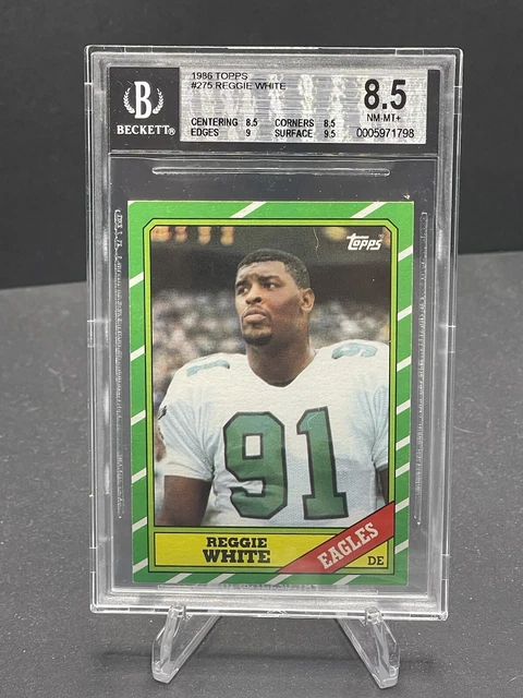 1986 Reggie White Topps Rookie Card #275 Rc Bgs 8.5 Nm-Mint+ Hof! Hot