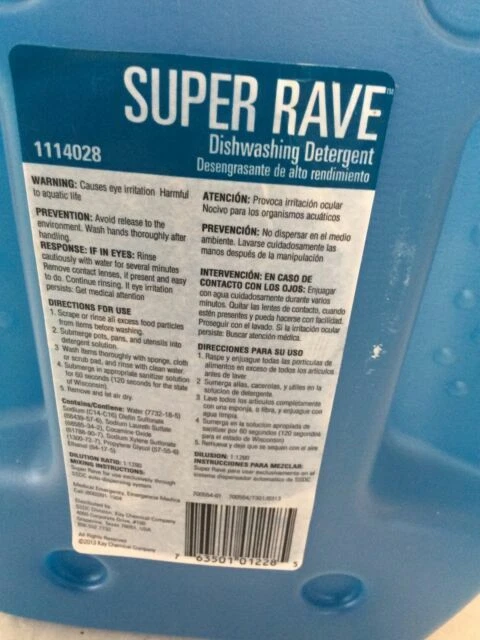 SSDC 114028 2 Gallon Super Rave Restaurant Dishwashing Detergent