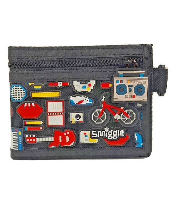 Portafoglio bambini Smiggle tema gioco retrò nero con scomparti