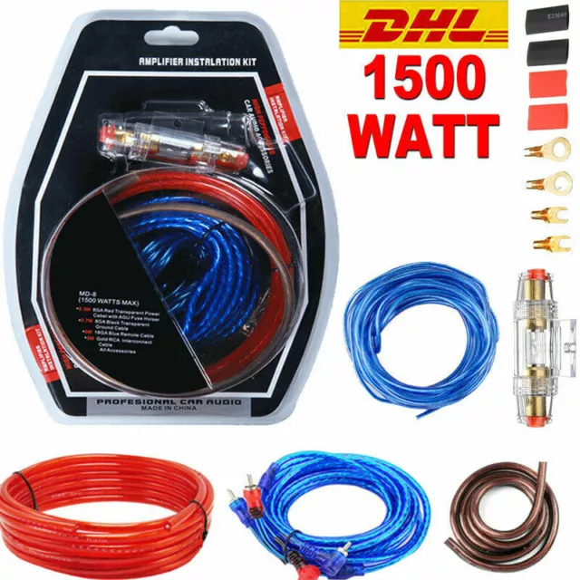 1500W Kabelset Anschluß Endstufe Verstärker Amp Subwoofer Auto Audio Wire Kabel