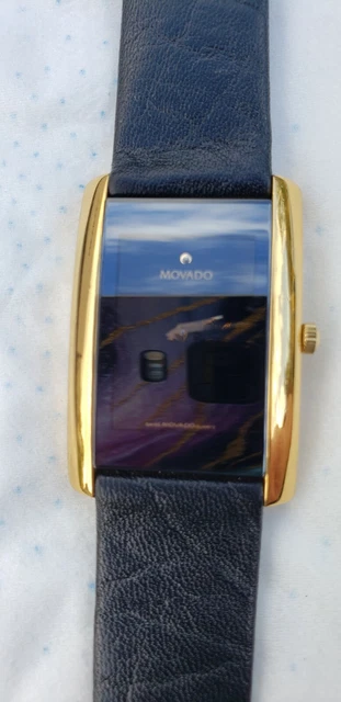 Movado Ladies Eliro Black Dial Black Leather Band Watch 0601906