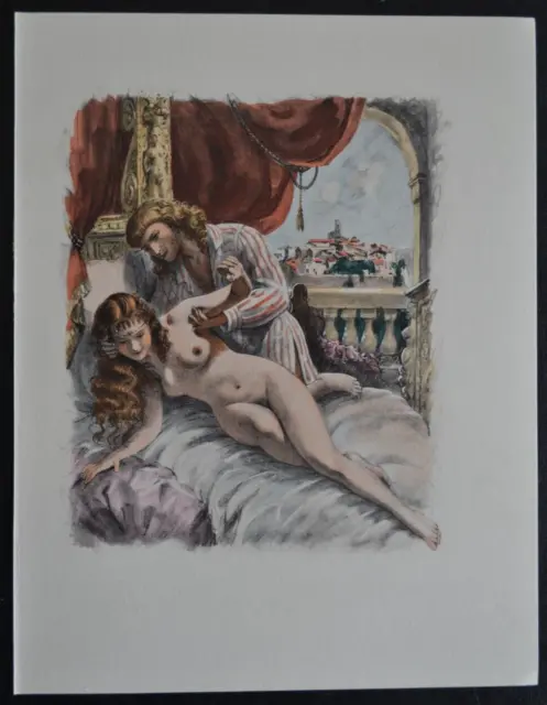 Lithographie Erotique Vers 1950 Femme Nue Erotisme Curiosa Romantisme