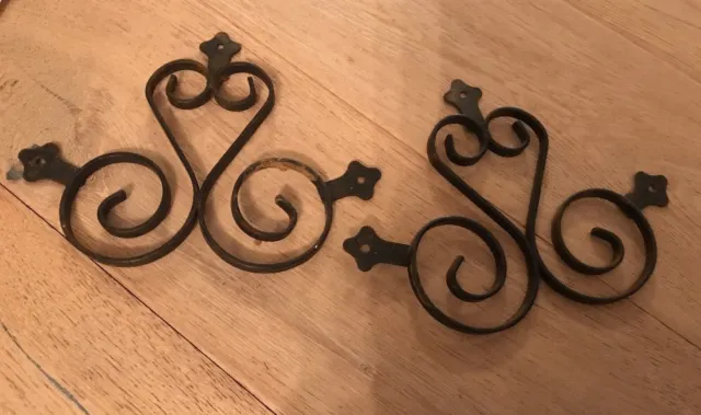 Antique Victorian Wrought Iron Wall Hangings Set Curtain Adornments