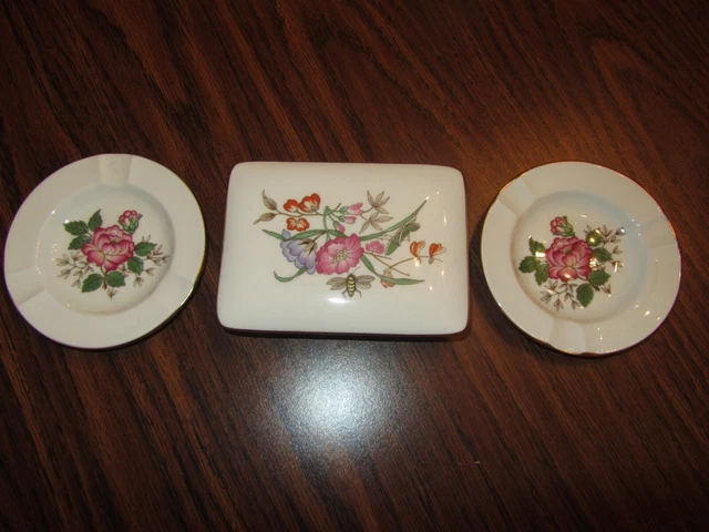 Cigarette Box and two Matching Ashtrays - Wedgewood Charnwood Pattern