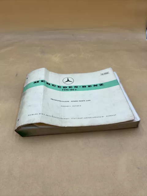 1959 Mercedes Benz Type 180A Spare Parts List Catalog Book Edition B 10 006