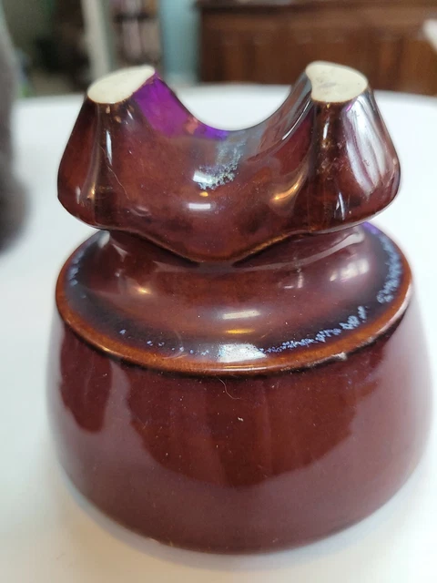 Vintage Pinco High Voltage Insulator Ceramic Porcelain Brown 3
