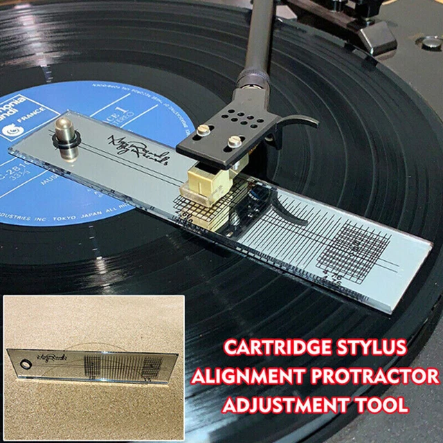 TURNTABLE PHONO CARTRIDGE Stylus Alignment Protractor Tool Phonograph
