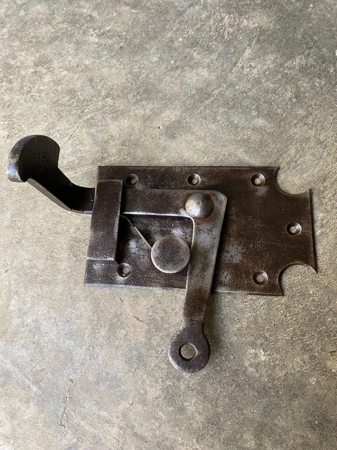 Ancienne poignée de porte clenche en fer et fonte