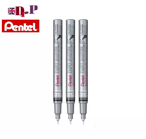 Pentel Permanent Paint Markers - Extra Fine S ilver MFP-10 pack3