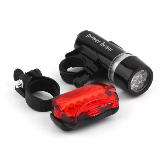 2x Bike Light Head + Rear Safety Alarm Set Bicycle Cycle White Beam 5 LED Lam-d- 3