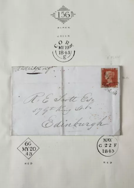 Gb Queen Victoria Sg 8 1D Red Brown , Used On Cover To Edinburgh