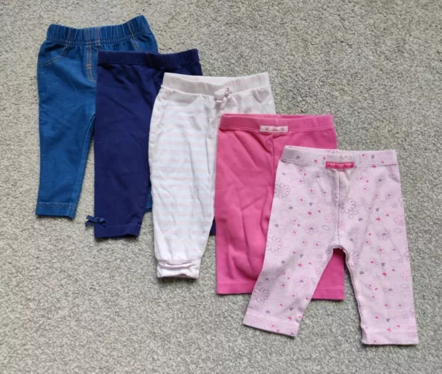 5 leggings, pantaloni rosa e blu per bambina TU, taglia 3-6 mesi