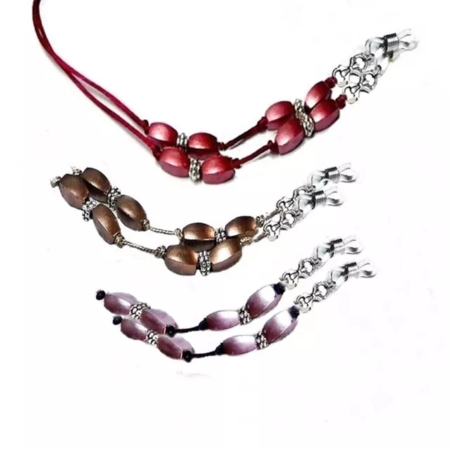 Reading glasses cord, spectacle chain holder lanyard beaded, red, purple, brown