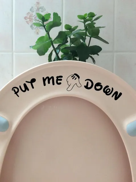 Put Me Down Cute Mickey Font Funny Toilet Seat/Lid Sticker - Bathroom Décor