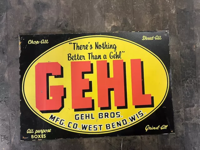 Gehl Feed Seed Corn Farm Sign Vintage Antique Dekalb Silo Tractor Dairy Cow