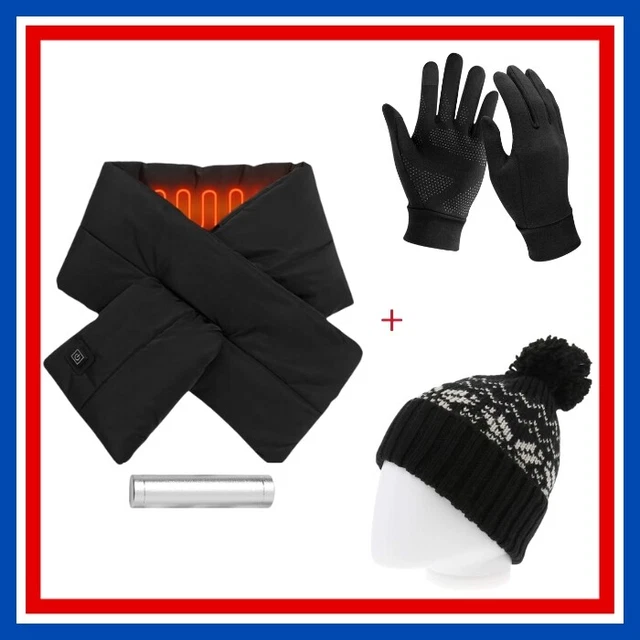 Ensemble d'hiver homme/femme : bonnet, écharpe électrique avec batterie et gants