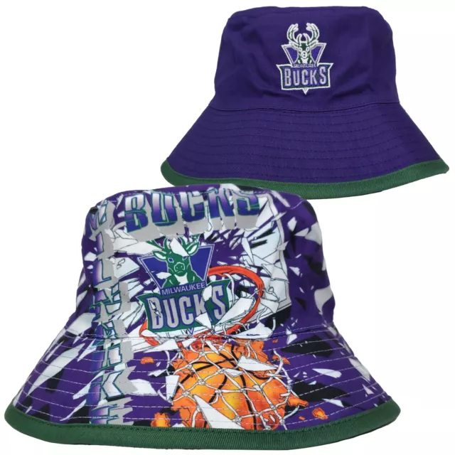 Milwaukee Bucks Mitchell & Ness NBA Reversible Cubo Sombrero Gorra Mediana-Grande Nuevo