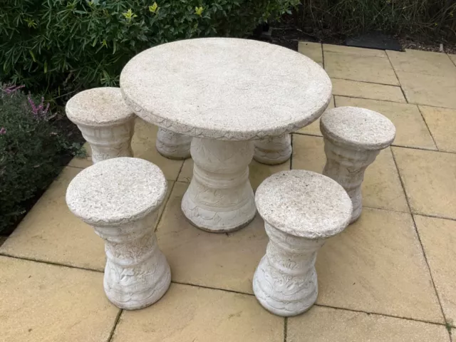 Large Stone Garden Table & Stools