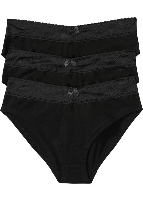 3 pezzi slip hipster taglia 48/50 nero slip da donna biancheria intima mutande nuove*