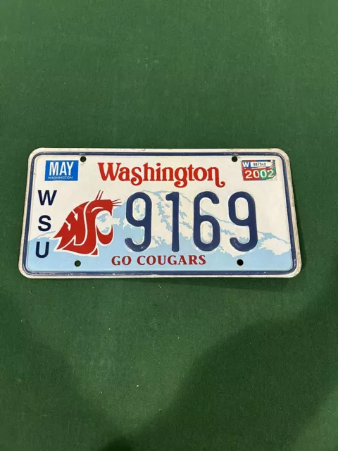 Embossed Washington State University WSU COUGARS  License Plate.  Expired. #9169
