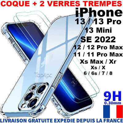 Coque Pour iPhone 13 12 11 Pro Max XS XR 8+ 7 6 SE 2022 Antichoc Silicone Cover