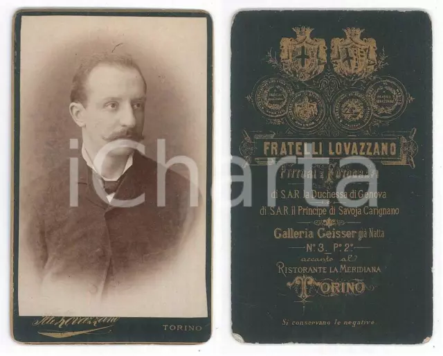1880 ca TORINO Ritratto maschile - Busto - Foto Fratelli LOVAZZANO CDV