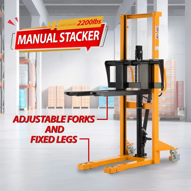 APOLLOLIFT Walkie Stacker 2200lb Manual Stacker Narrow Aisle Hand Pallet Stacker