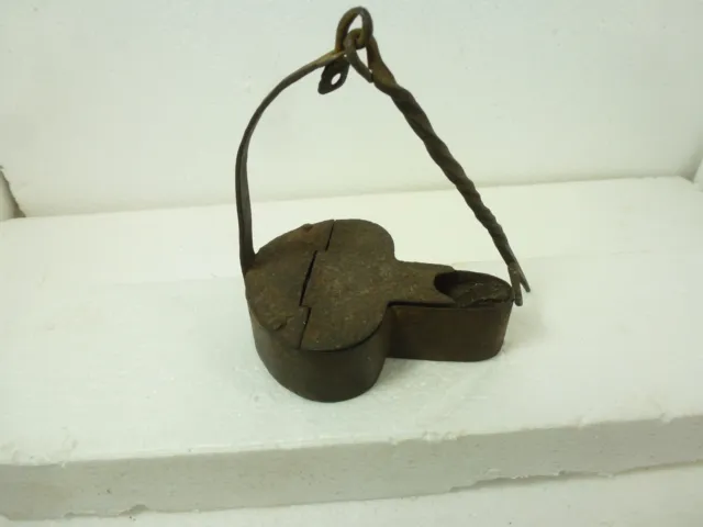 Antique 18th Century Wrought Iron Whale Oil Betty w/ Hanging Hook
