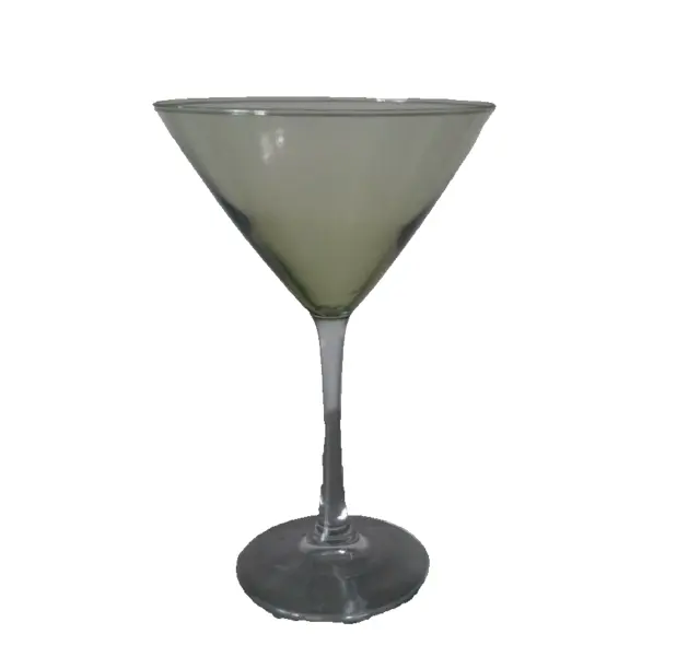 Martini Glasses with Olive Green Bowl and Clear Stem 7.25"H 12oz