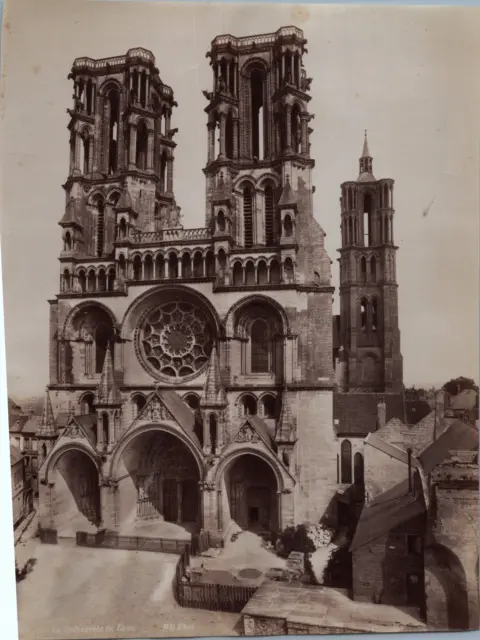 France, Laon, La Cathédrale, Photo. N.D. Vintage albumen print, Tirage album