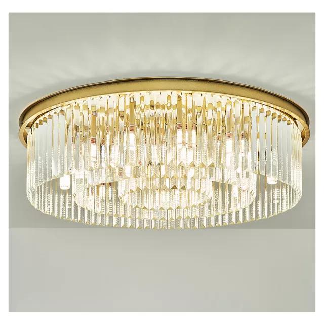 Luxus Kristall Pendelleuchte Modern Gold Kronleuchter E14 Runden Golden Decken