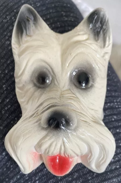 VTG Scotty Dog Chalkware Wall Hanging Scotty Face Hanger Plaque